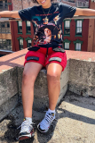 Red Casual High Waist Double-faced Fleece Shorts Hot Pants