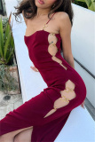 Black Sleeveless Hollow Out Side Slit Formal Evening Party Long Maxi Slip Dresses