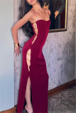 Black Sleeveless Hollow Out Side Slit Formal Evening Party Long Maxi Slip Dresses