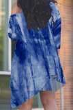 Multicolor Casual Graphics Print Sloping Shoulder Irregular Hollow Out T-shirt And Shorts Plus Size Two Pieces Shorts Sets