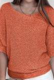 Pink Knitted Sweater Top Casual Loose Fit Boat Neck Half Sleeve Shirt