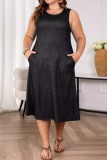 Royal Blue Sleeveless A-Line Summer Plus Size Party Midi Dress