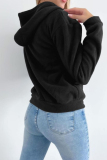 Beige Long Sleeve Zipper Front Pockets Hooded Sweatshirt Fleece Cardigan Jacket