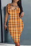 Pink Sleeveless Striped Patchwork Scoop Neck Zipper Front Casual Party Outfit Bodycon Midi Dress