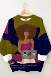 Orange Casual Figure Print Basic O Neck Long Sleeve Fall Winter Sweatshirt