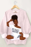 Red Casual Figure Print O Neck Long Sleeve Fall Winter Sweatshirt