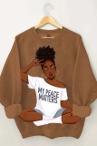 Red Casual Figure Print O Neck Long Sleeve Fall Winter Sweatshirt