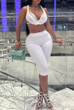 White Backless Sleeveless Ruched Halter Crop Tops And Shorts Two Pieces Shorts Sets