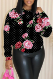 Green Casual Floral Print O Neck Long Sleeve Winter Fall Sweatshirt