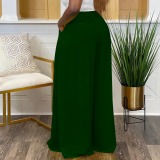 Black Casual Pocket Loose High Waist Wide Leg Pants