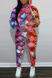 Colorful Graffiti Print Long Sleeve Hoodie Jogger Two Piece Set Casual Streetwear Tracksuit Lounge Outfit