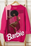 Orange Casual Figure Letter Print O Neck Long Sleeve Fall Winter Sweatshirt