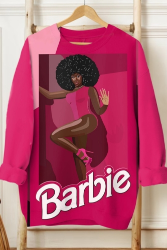 Orange Casual Figure Letter Print O Neck Long Sleeve Fall Winter Sweatshirt