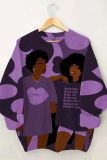 Orange Casual Figure Print Basic O Neck Long Sleeve Fall Winter Sweatshirt