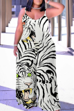 Camouflage Casual Boho Graphics Print V Neck Sleeveless Vacation Plus Size Wide Leg Cami Jumpsuits