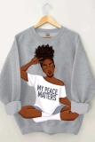 Red Casual Figure Print O Neck Long Sleeve Fall Winter Sweatshirt