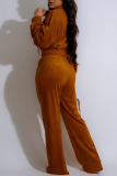 Black Casual Zipper Collar Long Sleeve Jackets And Draw String Pocket Straight Leg Pants Two Pieces Trouser Sets