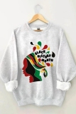 Brown Casual Figure Print O Neck Long Sleeve Fall Winter Sweatshirt