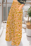 Colorful Casual Camouflage Stripe Print Pocket Loose High Waist Wide Leg Pants