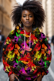 Yellow Casual Graphcis Snowman Print Long Sleeve Fall Winter Hooded Sweatshirt