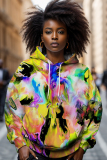 Yellow Casual Graphcis Snowman Print Long Sleeve Fall Winter Hooded Sweatshirt