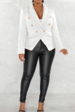 Yellow Street Buttons Turn-back Collar Long Sleeve Formal Office Lady Blazer Jackets