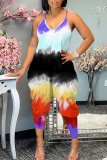 Colorful Sportwear Casual Sleeveless V Neck Pocket Loose Harem Leg Cami Jumpsuits