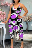 Colorful Sportwear Casual Sleeveless V Neck Pocket Loose Harem Leg Cami Jumpsuits