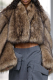 White Casual Long Sleeve Cardigan Faux Mink Fur Crop Jacket