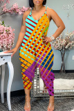 Colorful Sportwear Casual Sleeveless V Neck Pocket Loose Harem Leg Cami Jumpsuits