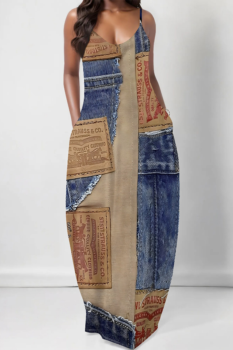Denim Maxi Slip Dress main image 1