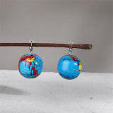 Blue Casual Hip-hop Globe Earrings