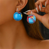 Blue Casual Hip-hop Globe Earrings
