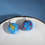 Blue Casual Hip-hop Globe Earrings