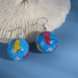 Blue Casual Hip-hop Globe Earrings