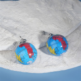 Blue Casual Hip-hop Globe Earrings