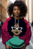 Multicolor Casual Figure Print Long Sleeve Fall Winter Hooded Sweatshirt