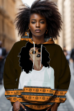 Multicolor Casual Figure Print Long Sleeve Fall Winter Hooded Sweatshirt