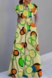Black Floral Print V Neck Short Sleeve Casual Vacation Wide Leg Jumpsuit