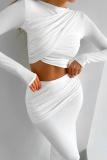 Black Casual O Neck Long Sleeve Crop Tops And Maxi Skirt Formal Party Evening Two Pieces Dress Sets