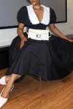 Black V Neck Hubble-Bubble Sleeve Long Vacation A Line Maxi Dresses