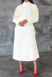 Apricot Casual Mandarin Collar Long Sleeve With Belt Plus Size Formal Party Evening Maxi Dresses