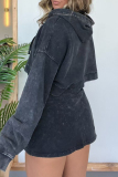 Rose Red Casual O Neck Long Sleeve Velvet Crop Sweatshirt And Slit Mini Skirt Sportwear Two Pieces Dress Sets