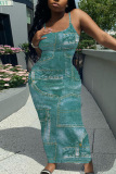 Purple Graphic Print Sleeveless Backless Spaghetti Strap Casual Outing Vacation Bodycon Maxi Dress