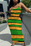 Graphic Print Sleeveless Backless Spaghetti Strap Casual Outing Vacation Bodycon Maxi Dress