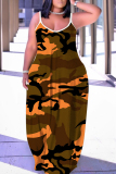 Blue Red Graphic Print Sleeveless Backless Spaghetti Strap Floor Length Casual Outing Vacation Straight Loose Maxi Slip Dress