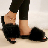 White Casual Patchwork Round Comfortable Shoes Plush Slippers