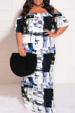 Light Green Floral Striped Print Off Shoulder Ruffle Sleeve Casual Outing Plus Size Vacation Loose Fit Maxi Dresses