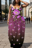 Pink Sleeveless Backless Spaghetti Strap Floor Length Casual Outing Vacation Straight Loose Maxi Slip Dress