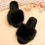 White Casual Patchwork Round Comfortable Shoes Plush Slippers